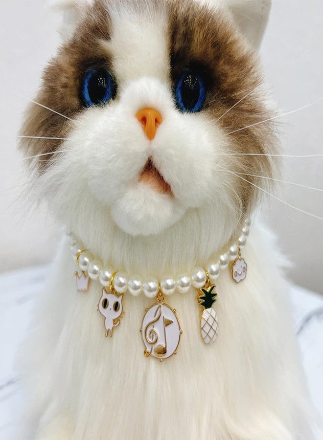 Ouliget Pet Cat Pearl Collar,Adjustable Cute Cat Dog Necklace,Fashion Pearl Jewelry Gifts Pendant for Small Animal Gift Decoration,8 to 10 inches - Image 4